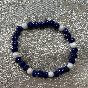 Blue and White Beaded Bracelet